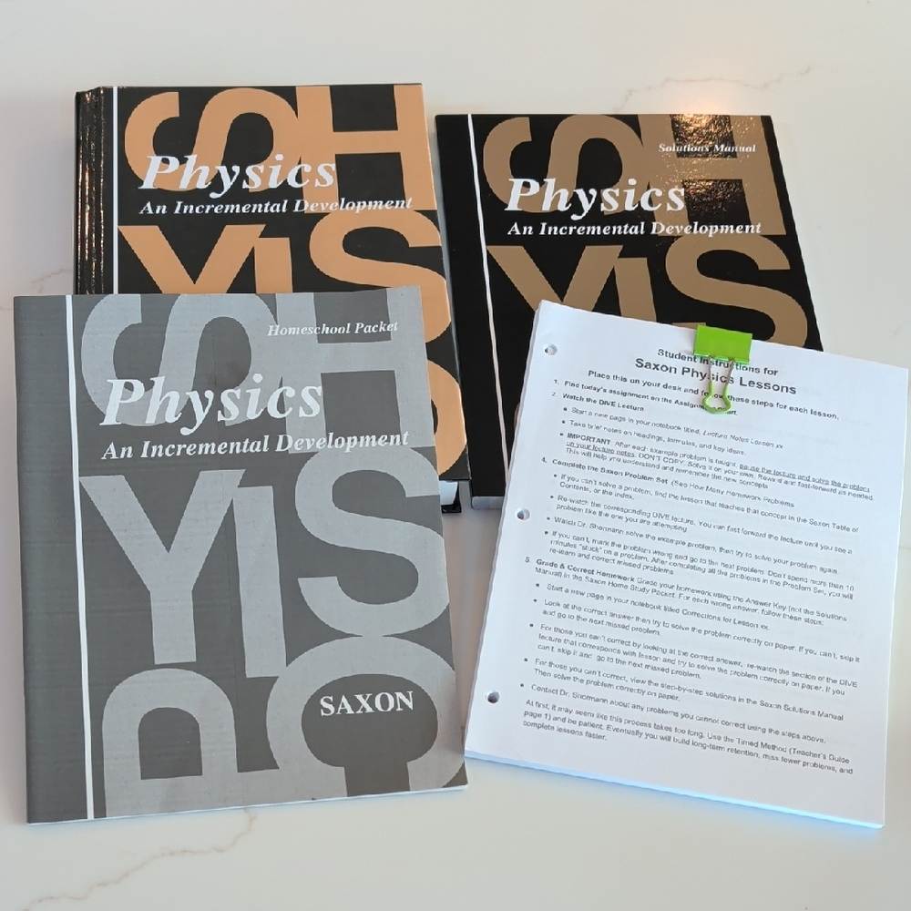Saxon Physics Textbook, Solutions Manual, Homeschool Packet, Labs Instructions